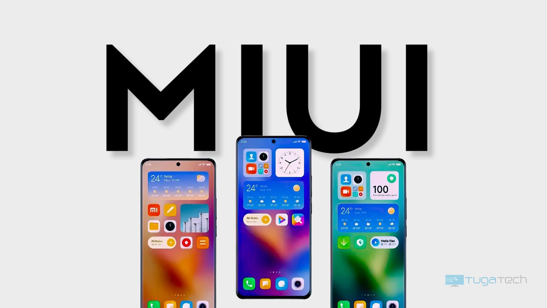 Logo da MIUI com smartphones da empresa