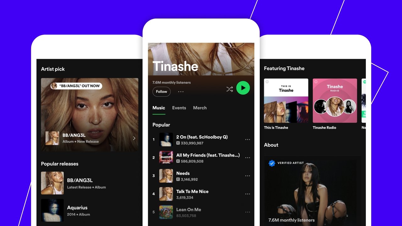 Spotify possui novas páginas de artistas na sua app