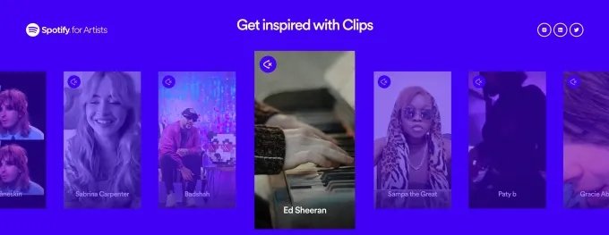 Novos clipes nas páginas de artistas do spotify