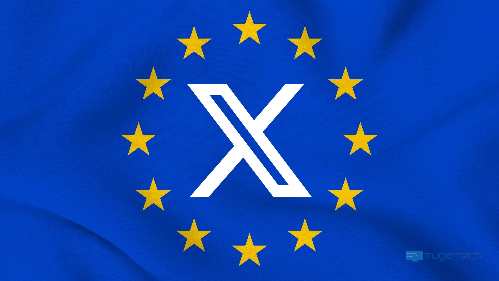 Bandeira europeia com logo da X