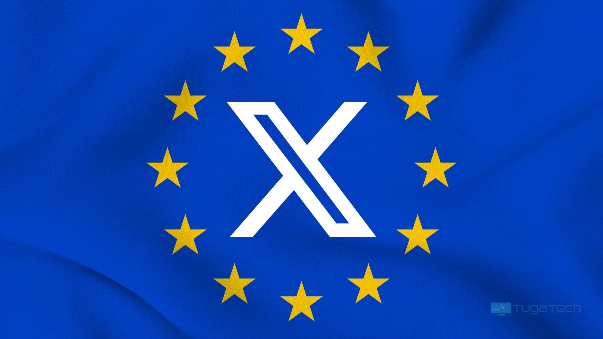 Bandeira europeia com logo da X
