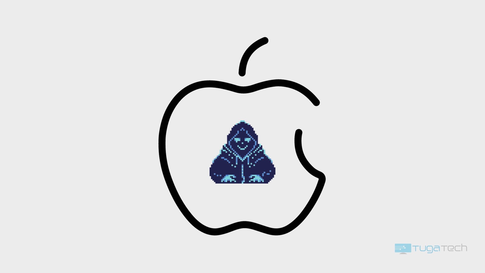 Apple logo com hacker no interior