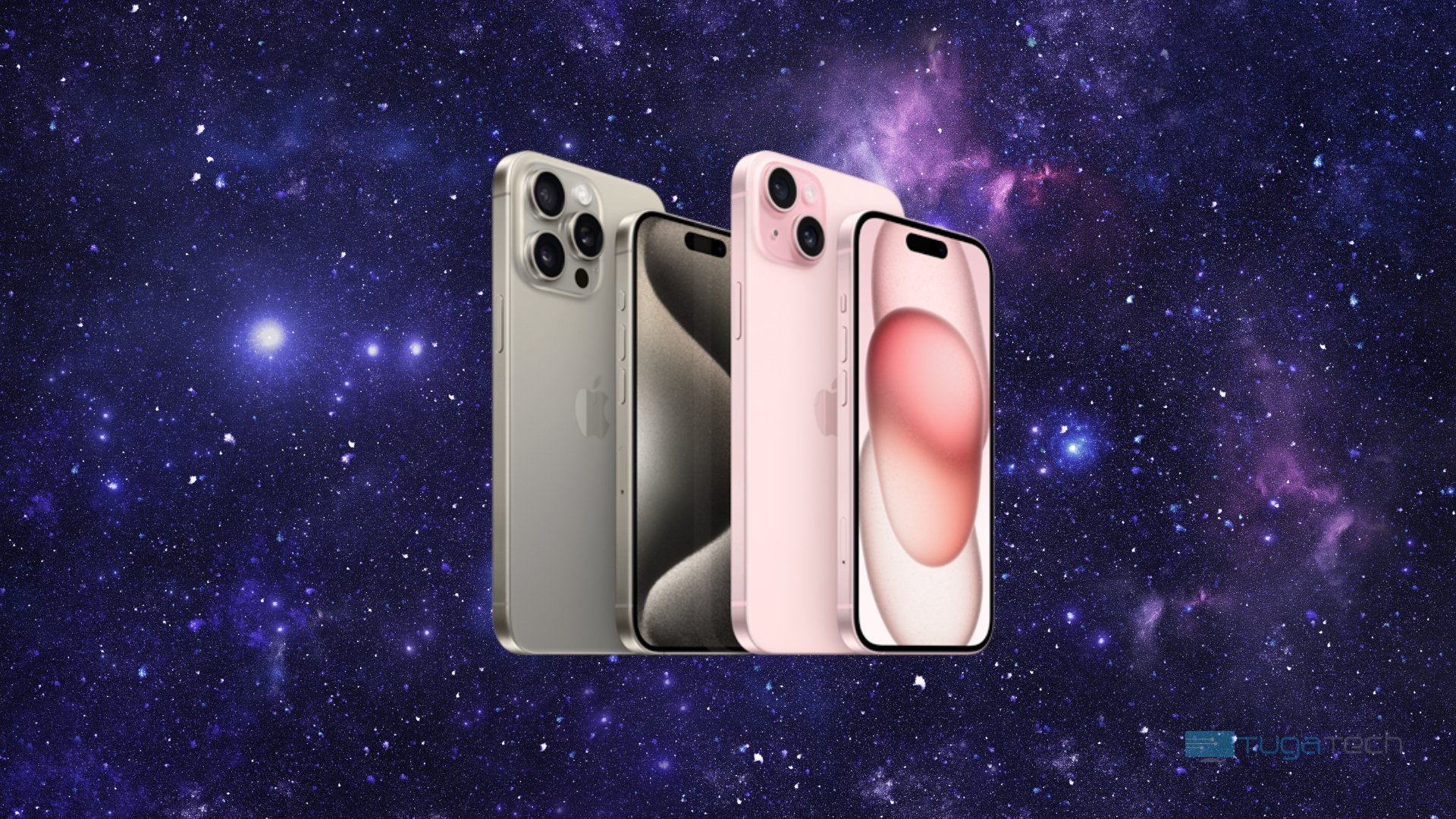 Apple iphone 15 Pro em fundo de espaço