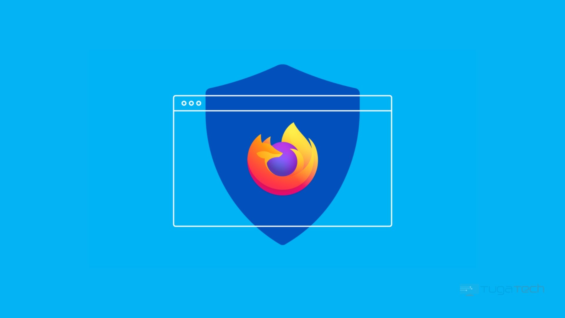 Mozilla e logo do Firefox sobre escudo de privacidade