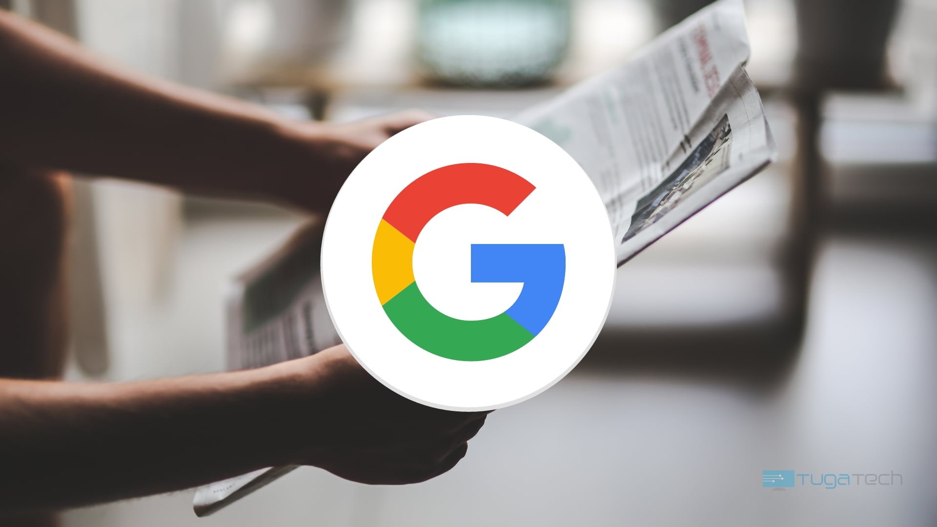 Google com jornal de fundo