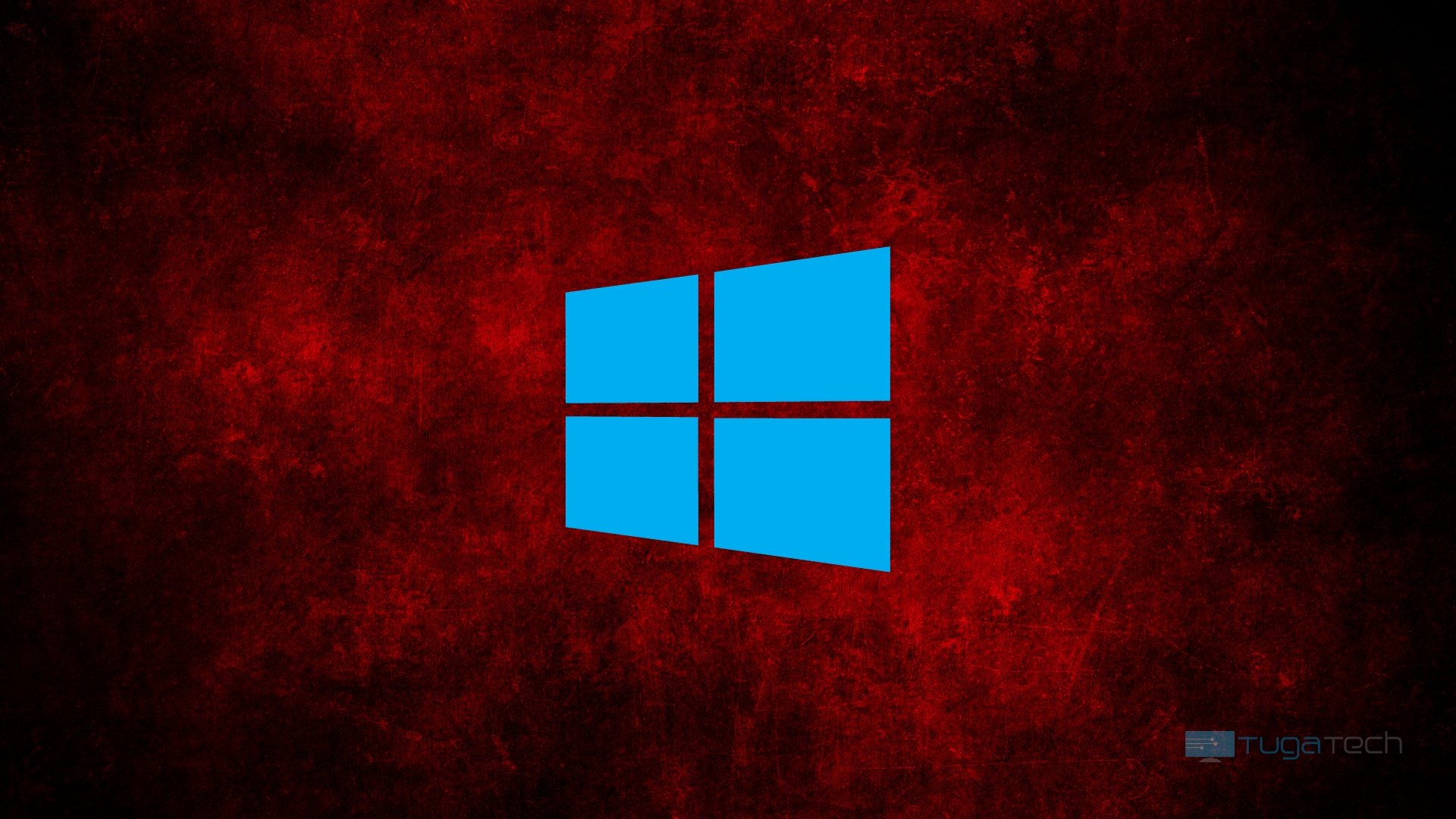 Windows 10 em fundo vermelho