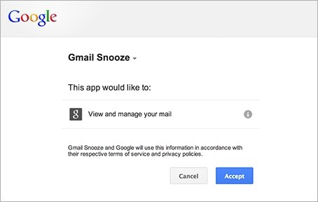exemplo permissão gmail