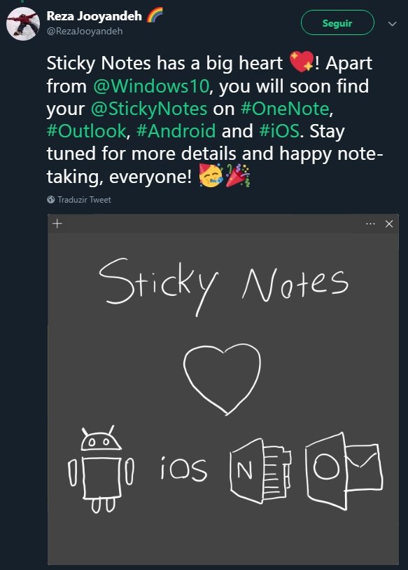 tweet informação sticky notes