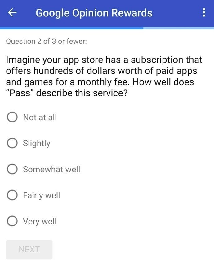 google opinião questionário play pass