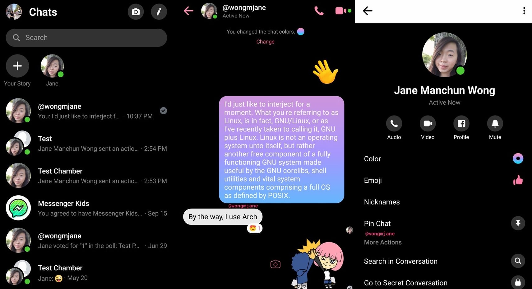 messenger facebook modo escuro
