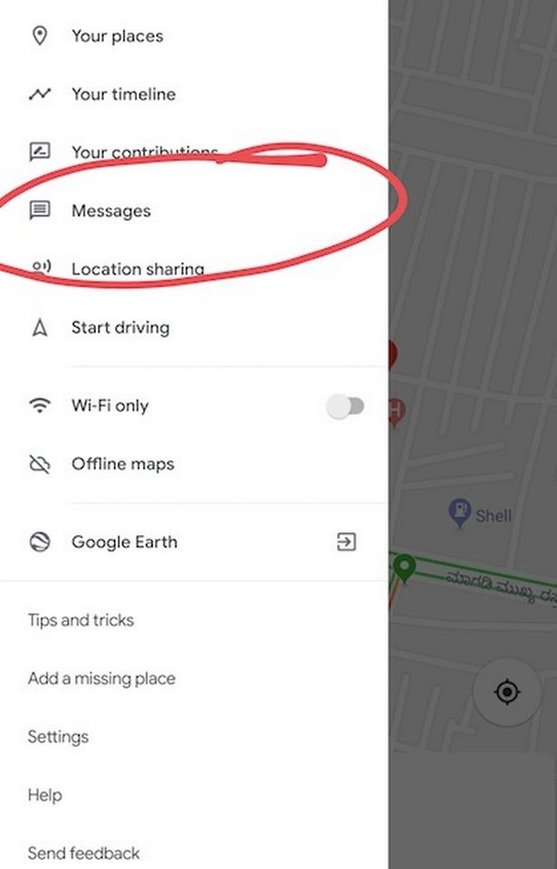 mensagens google maps