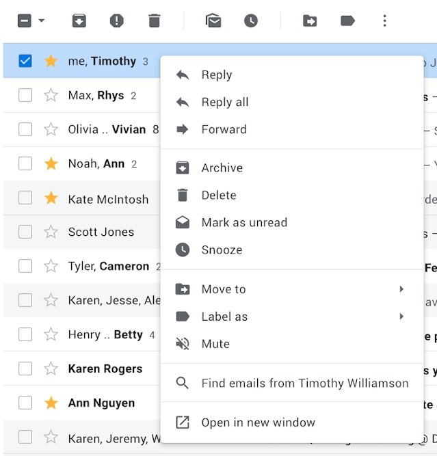 novo menu gmail