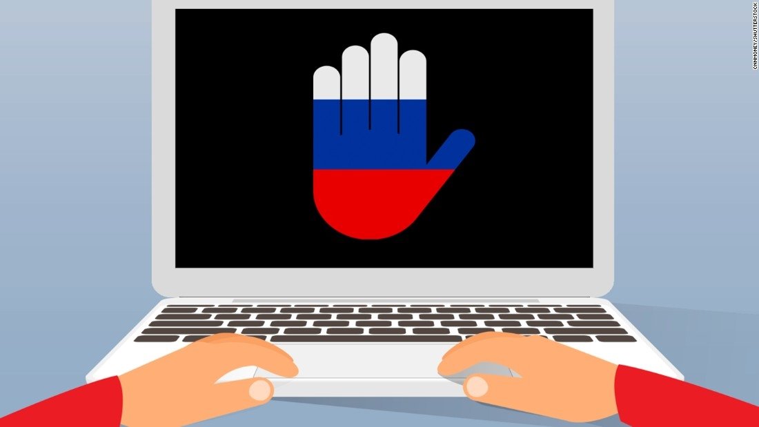 Rússia no computador bloqueado pela Internet