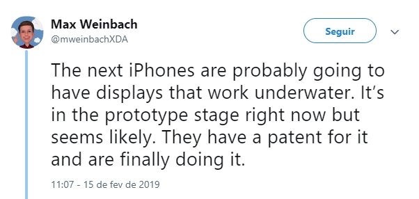 tweet do gestor da xda-developers sobre novo iPhone