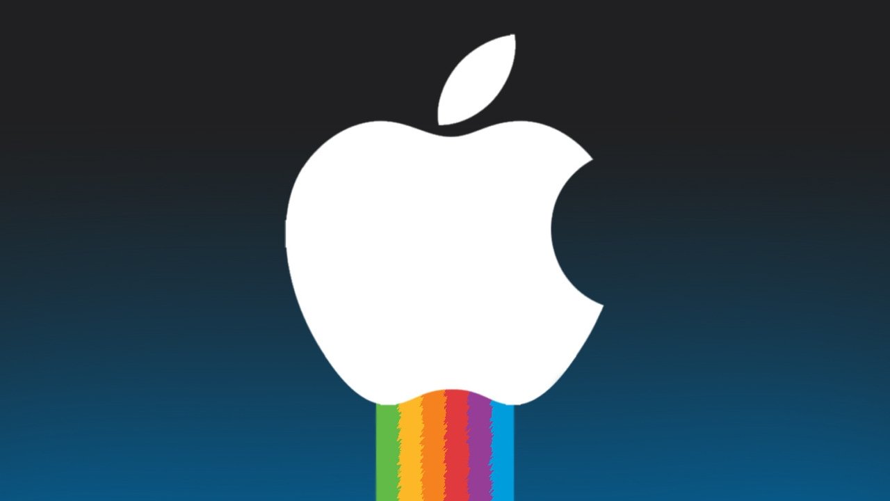 Logotipo da apple em raios de luz