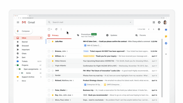 exemplo de funcionamento gmail dinâmico