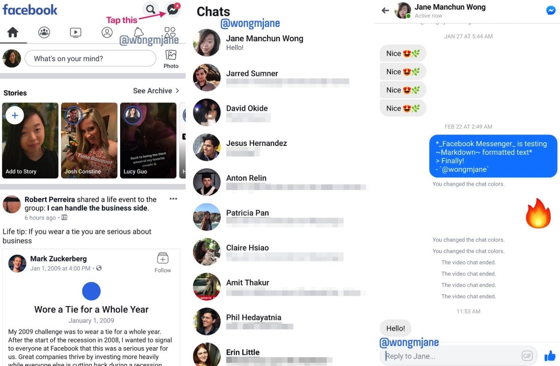 integração do facebook messenger na app principal