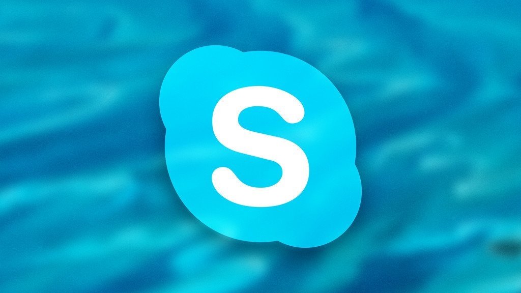 skype sobre fundo azul