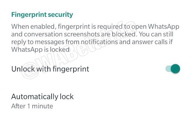 WhatsApp bloqueio de capturas de ecrã