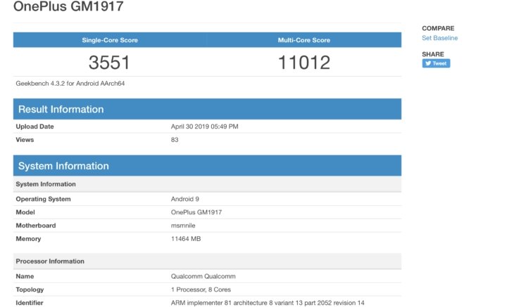 teste benchmark OnePlus 7 pro
