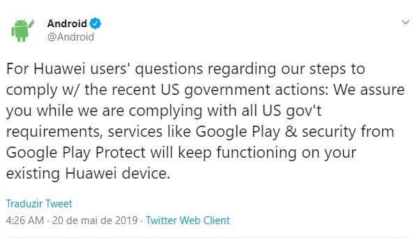 mensagem tweet da google no android
