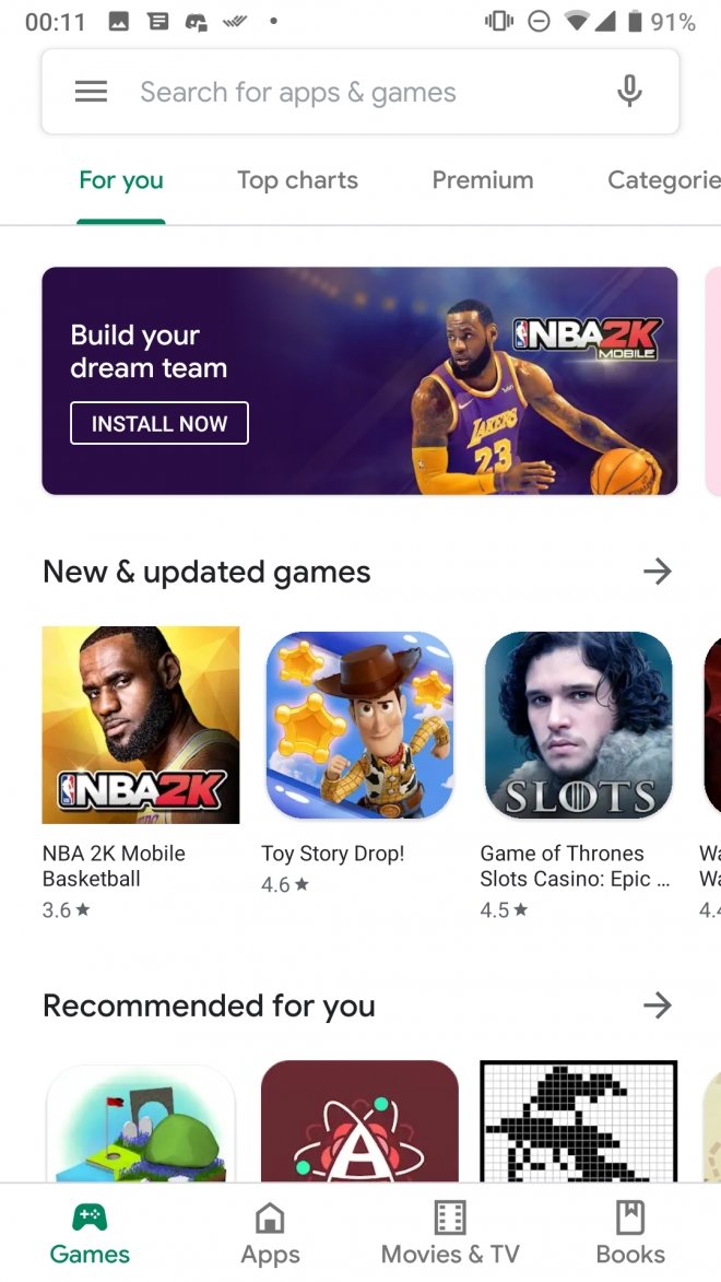 interface play store