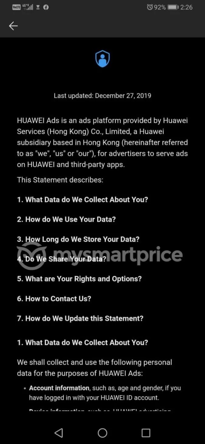 exemplo do Huawei ads
