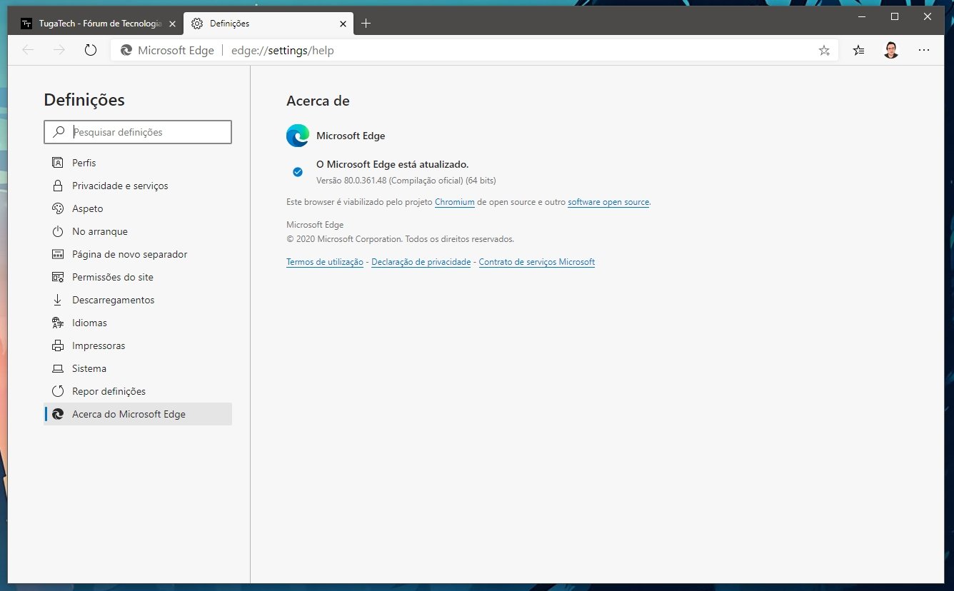 Microsoft Edge novo baseado em Chromium
