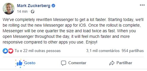 messenger anúncio mark zuckerberg