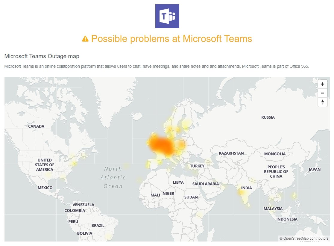 Microsoft teams downdetector