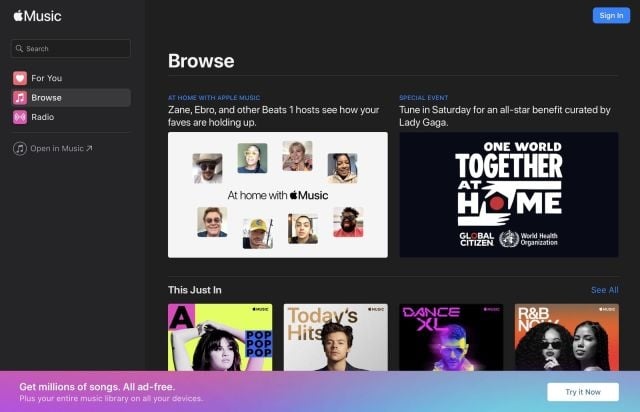 Apple music web player