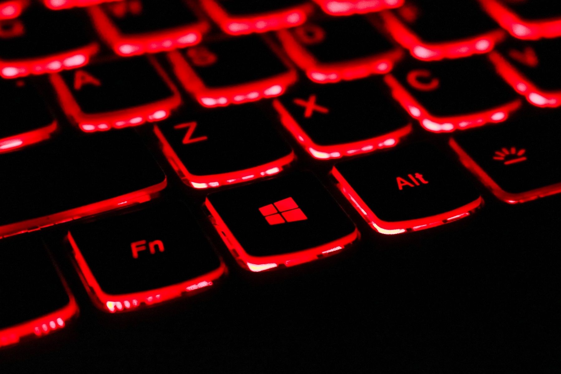 Windows 10 vermelho teclado
