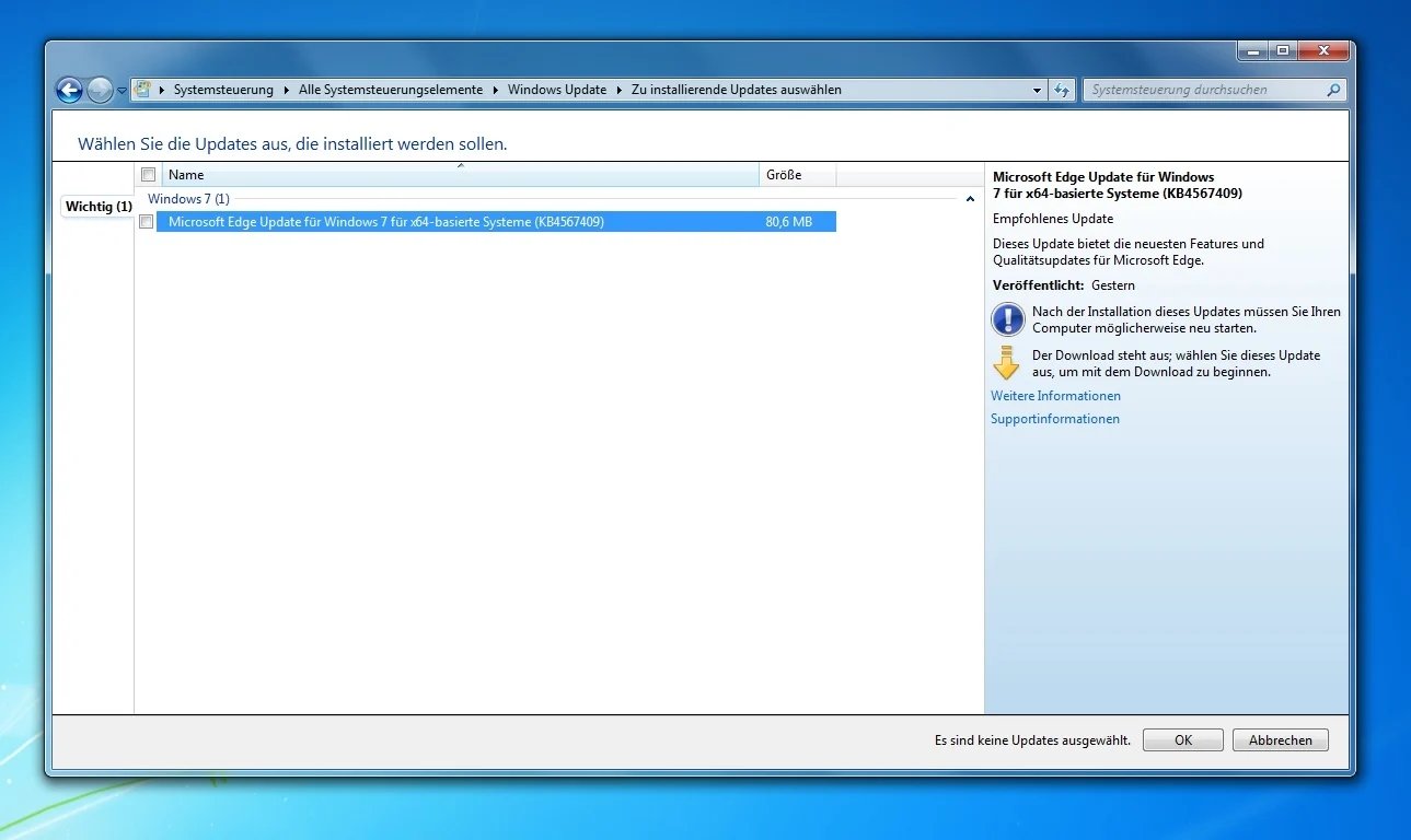Windows 7 update edge