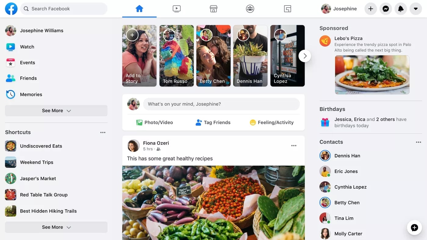Facebook novo design
