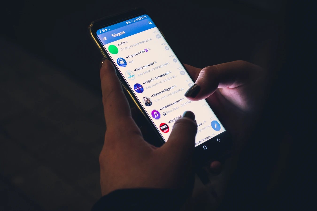 Telegram app em smartphone