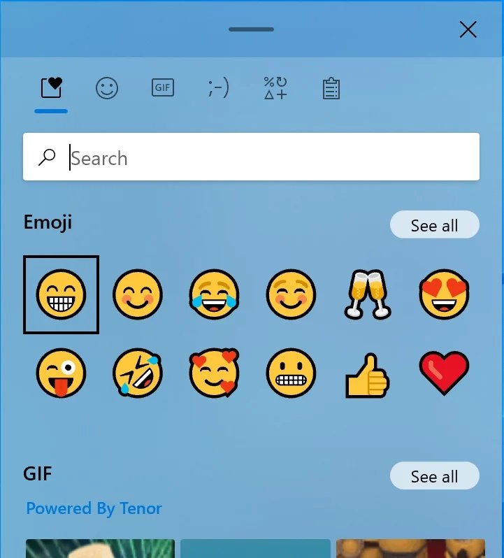 seletor emojis windows 10