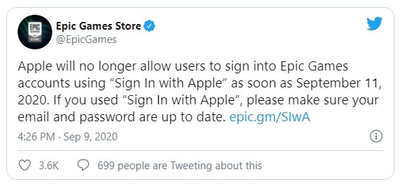 epic games deixa de usar login da apple