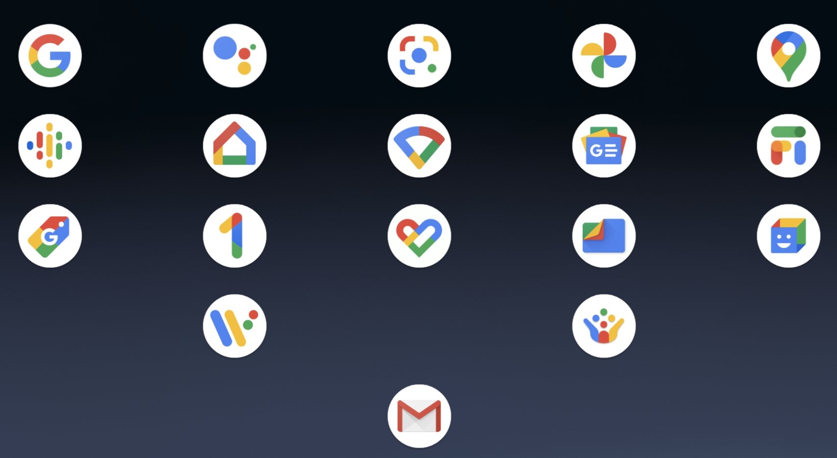 ícones de serviços da Google