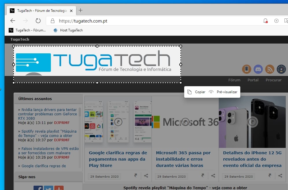 Edge captura web