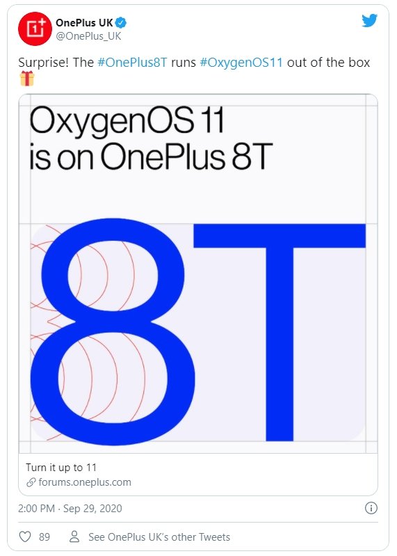 confirmação Android 11 OnePlus 8t