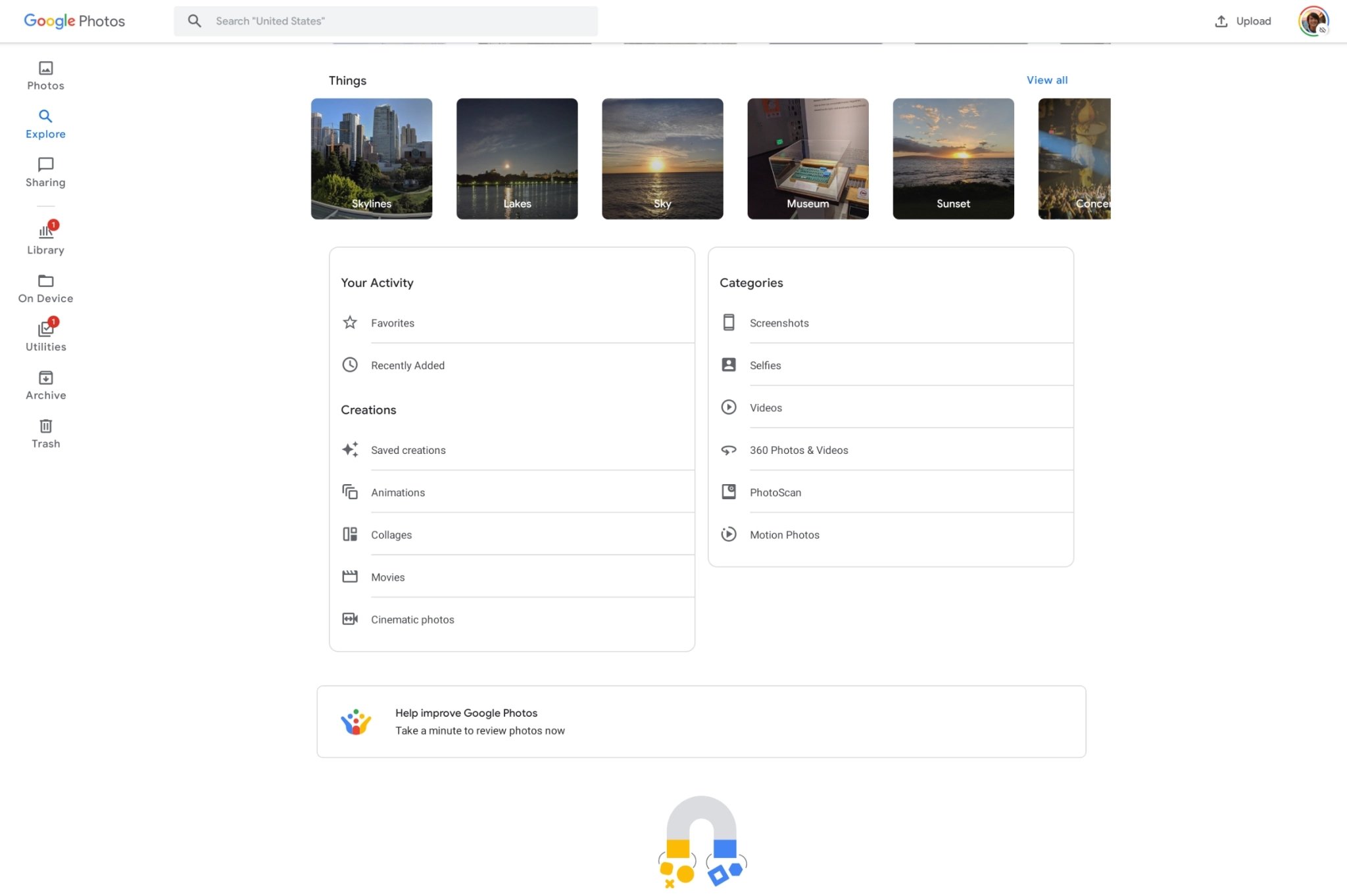 Google Fotos em tablets
