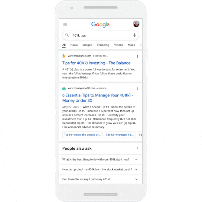 nova funcionalidade nas pesquisas da google