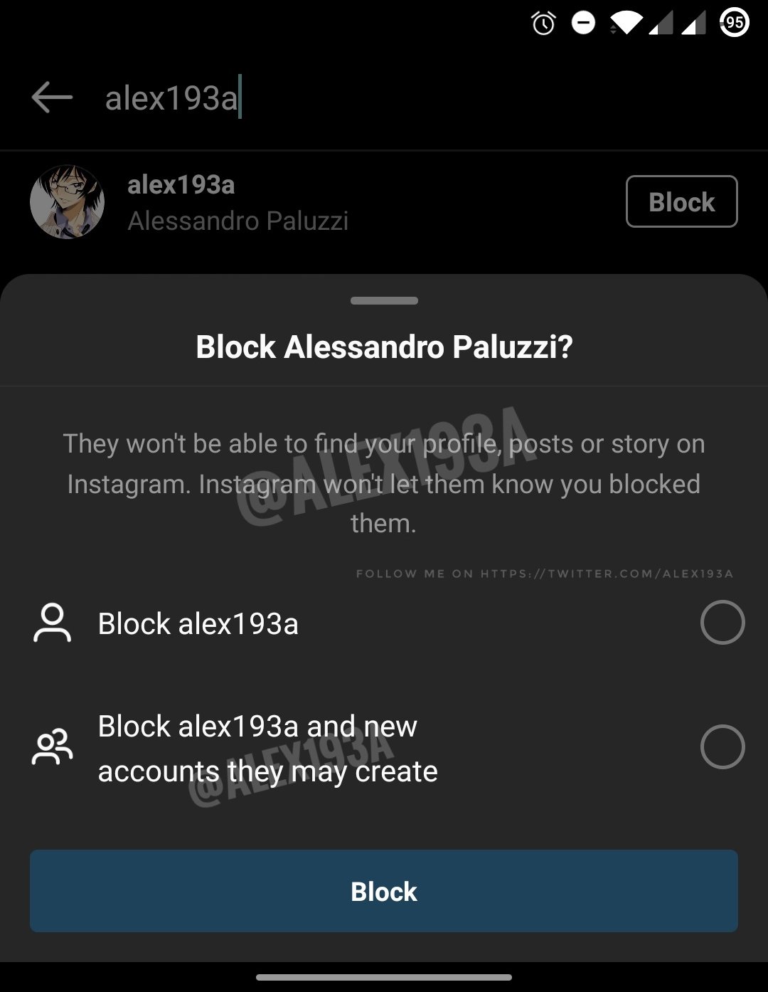 bloqueio no instagram