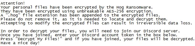 nota do ransomware