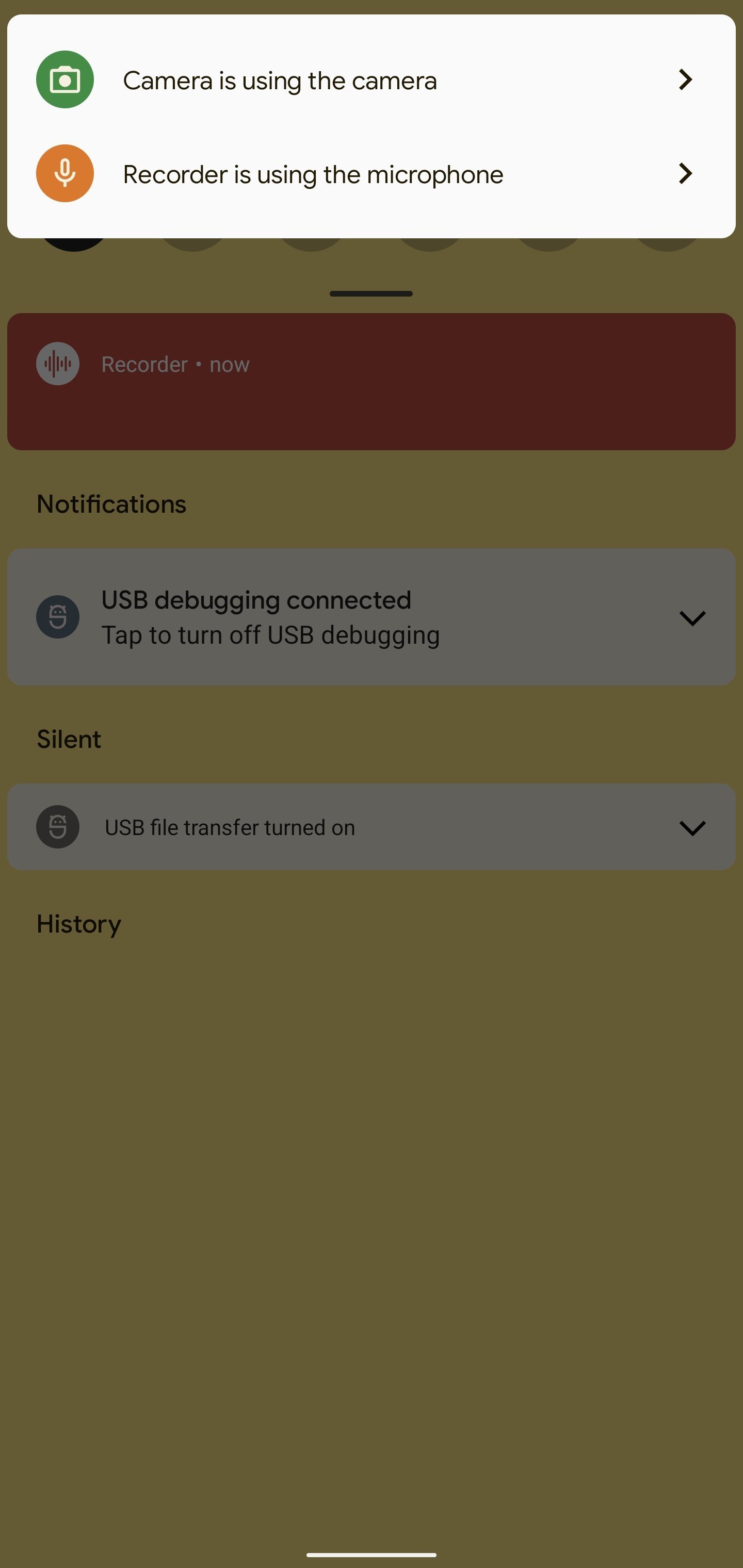 sistema de notificações de privacidade no Android 12