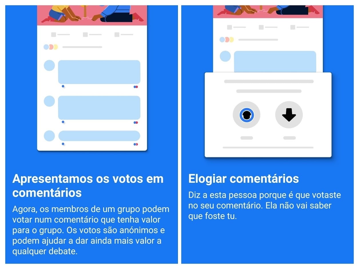 Facebook votação comentários