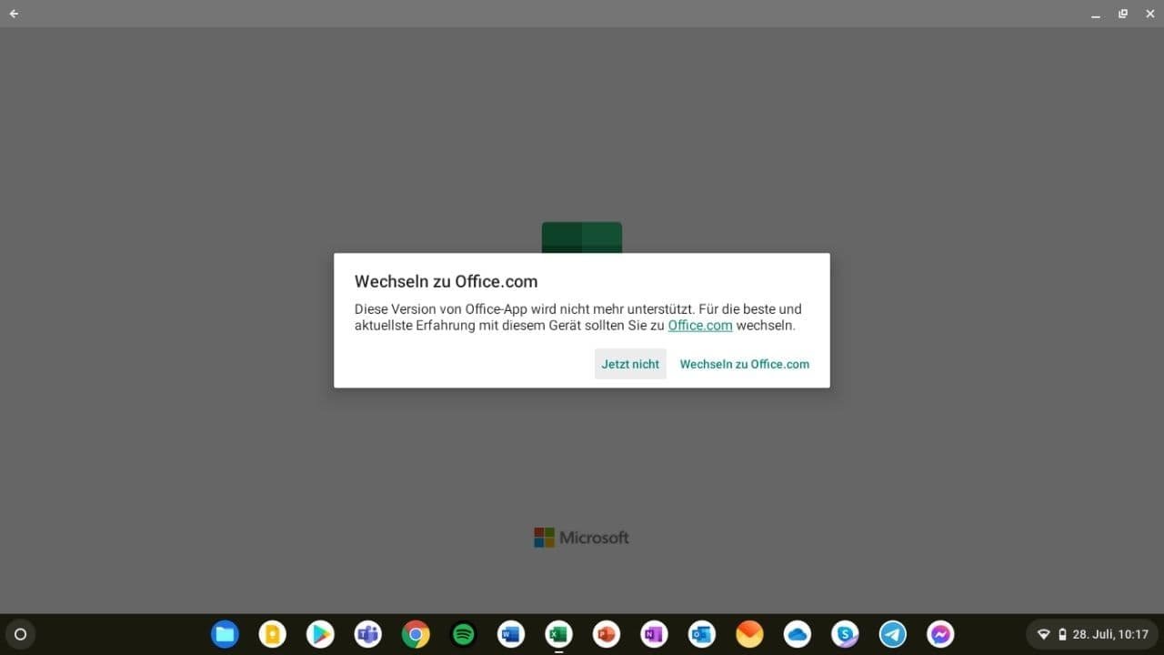 Office a redirecionar utilizadores do Chromebook