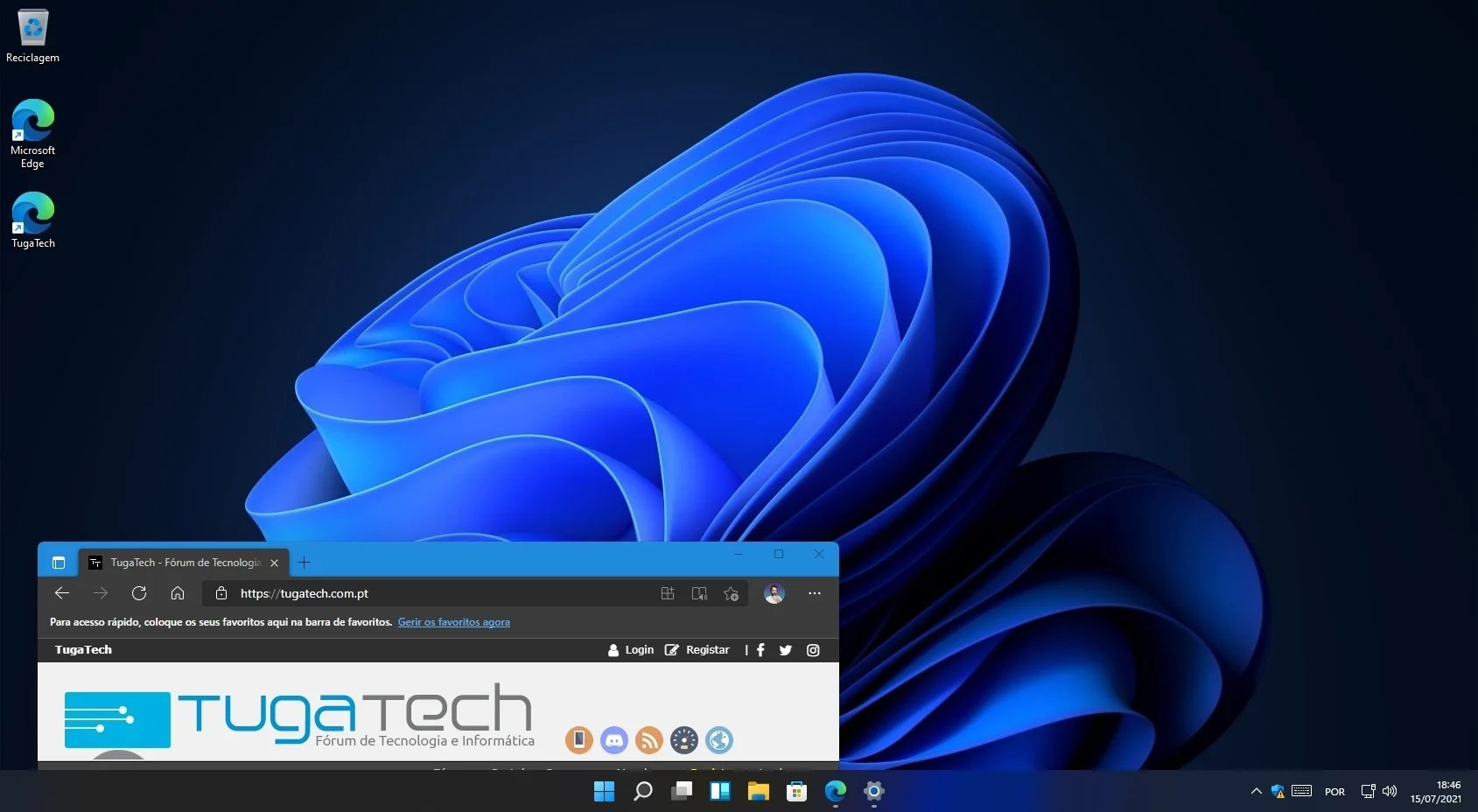 Windows 11 com o navegador aberto no TugaTech