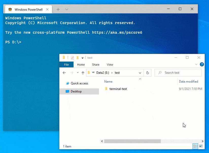Windows terminal novo gesto de arrastar