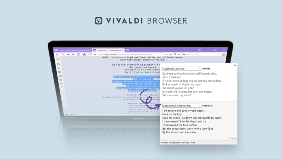 Vivaldi tradução de texto